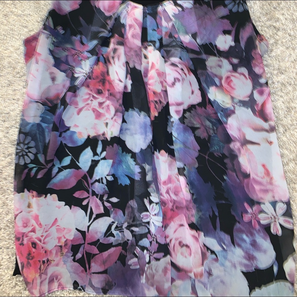 New York & Company Purple & Blue Floral Blouse size M - Picture 3 of 5